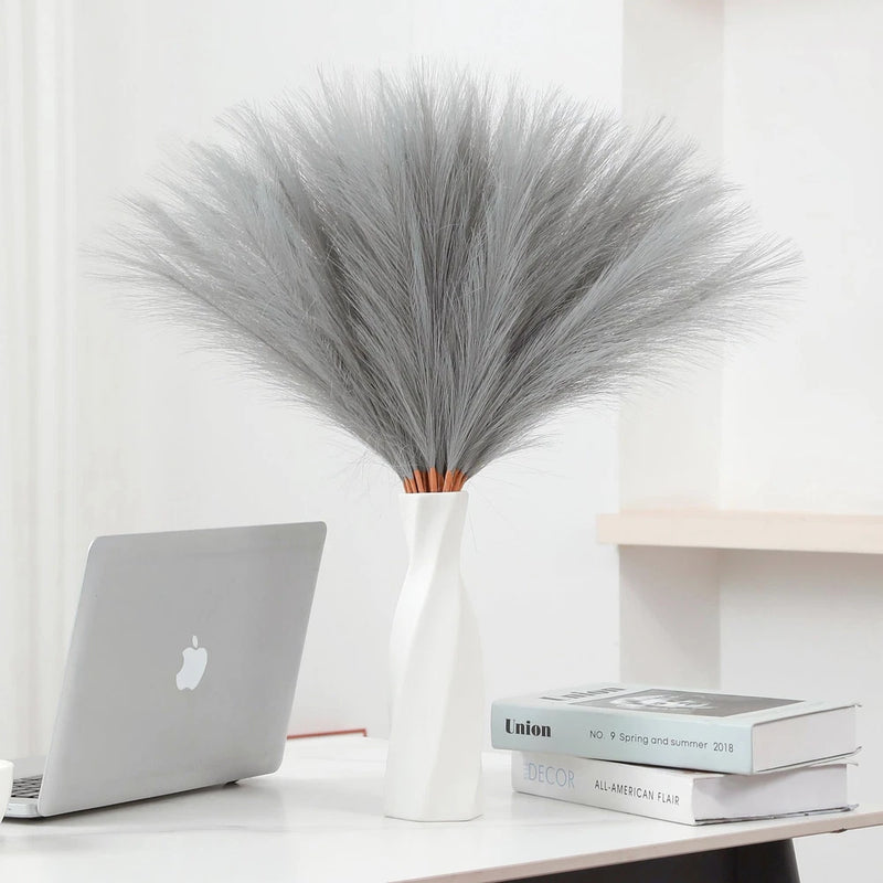 Artificial Pampas Grass, 30 Stems Grey Pompas Grass For Vase Filler, 22 Inch Pampas Grass