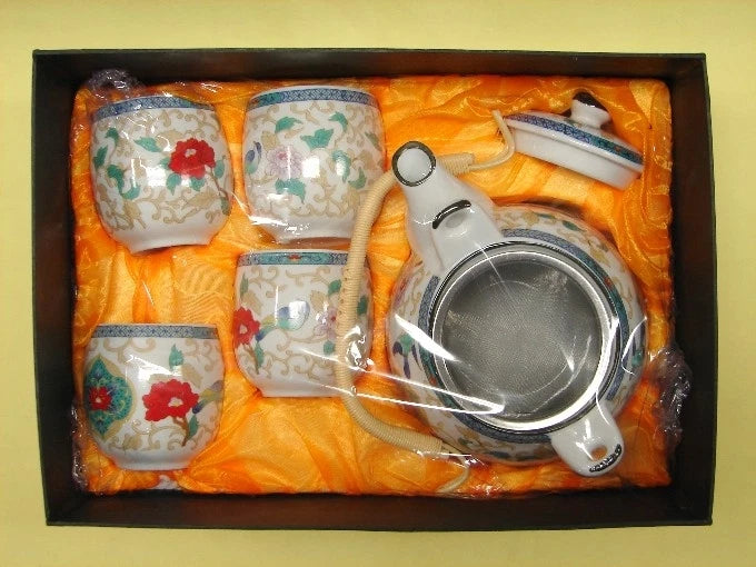 5 PCS of Chinese Tea Sets with Peony Flower Pictures Peony