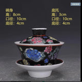 3.9" China Old Antique Porcelain dynasty mark famille rose peony flower Tray cup Peony