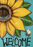 Welcome Spring Summer Sunflower Decorative Garden Flag, Floral Blue Sunflower