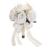 Artificial Bridal Bouquet Wedding Bouquets with Silk Ribbon White Bouquet