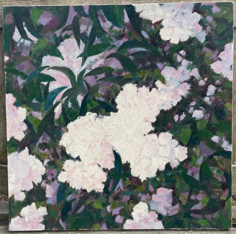 RARE Original JOHN LOUGHLIN 'Pink Hydrangea Bush' FLOWER FLORAL Oil PAINTING Hydrangea