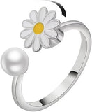 Spinner Ring Sunflower Daisy Anxiety Stress Relief Adjustable Fidget Ring Women Sunflower