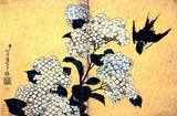 Katsushika Hokusai Hydrangea and Swallow 1830-1831 17"x 22" Archival Art Print Hydrangea