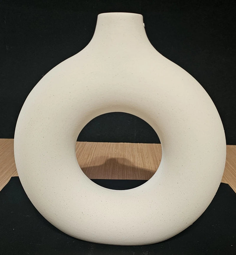 White Ceramic Vase - for Modern Home Decor,Round Matte Pampas Flower Vases Mi... Pampas Grass