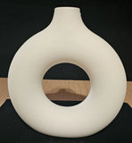 White Ceramic Vase - for Modern Home Decor,Round Matte Pampas Flower Vases Mi... Pampas Grass