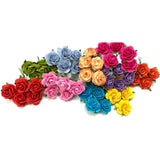1" /2.5 cm Open Roses Rainbow Paper flower Wedding Scrapbook Craft R6 Roses