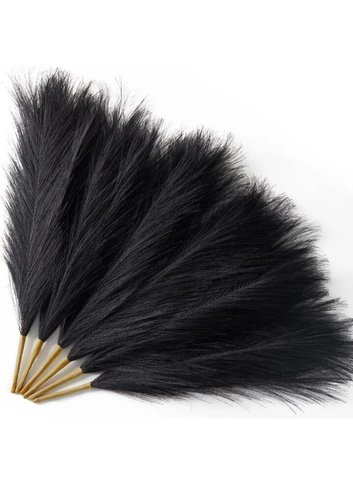 Serwalin Black Pampas Grass Black 17 In 6pcs Faux Pampas Grass Short Artificial Pampas Grass