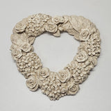 Vintage 90s Resin Floral Heart Hydrangea Wreath Wall Hanging Cottage Shabby Chic Hydrangea