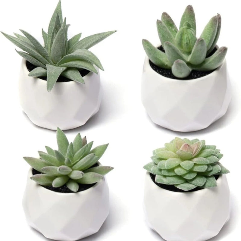 Artificial Succulent Plants for Desk Decor Small Fake Plant -4 Pack Gift Green Plant