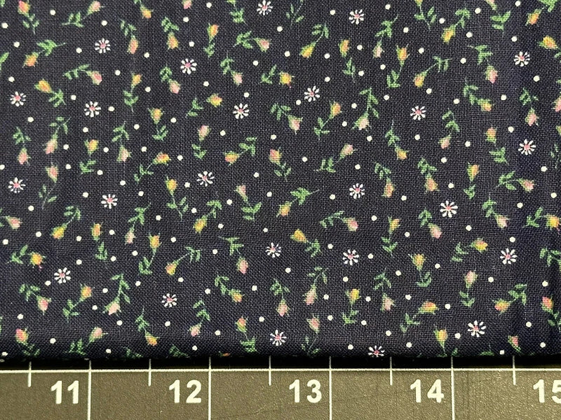 Tina Scrap 9Óx21Ó Roses Buds Vine Leaf Tiny Flower Floral Calico Cotton Fabric Flowering Plants
