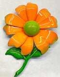 Flower Sunflower Orange Metal Vintage Pin Brooch J-846 Sunflower