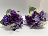 (2) Bride/Bridesmaids Wedding Bouquets Purple Lavender Cream Artificial Flowers Bouquet