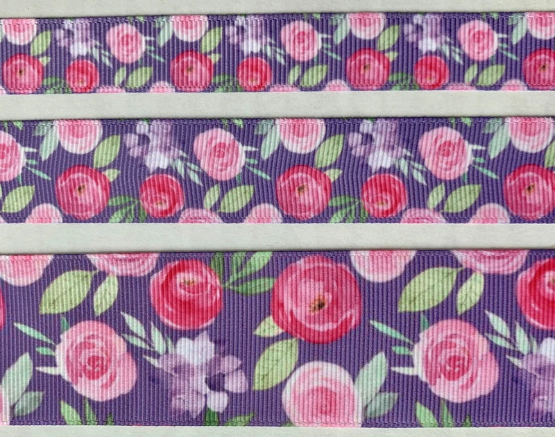 Lavender pink floral rose ranunculus Grosgrain ribbon BTY  3/8" 5/8" 7/8" 1.5" Ranunculus