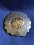Vintage Mixed Metal Silver Brass Hair Barrett Clip Large 4Ó Sunflower Hippie Sunflower
