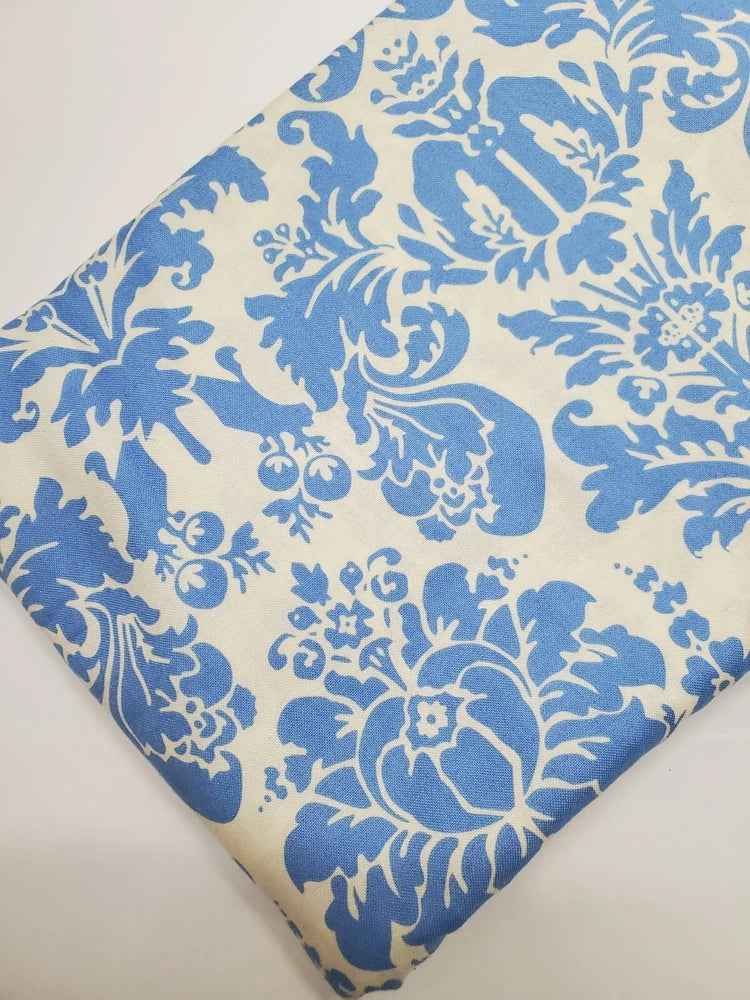 Annette Tatum Fabric House Collection Lifestyle Damask Blue White Quilt ONE YARD Flowering Plants