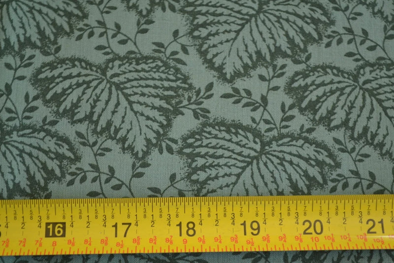 By 1/2 Yd, Dark-Green Leaves on Green Cotton, Thimbleberries/High Country, N989 Flowering Plants