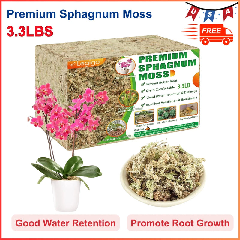 3.3LBS Premium Sphagnum Moss For Plant- 60QT Natural Succulent Carnivorous Plant Orchids
