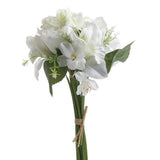 Lot of 2 White Artificial Rose, Hydrangea, and Orchid 11-1/2" Floral Bouquets Hydrangea