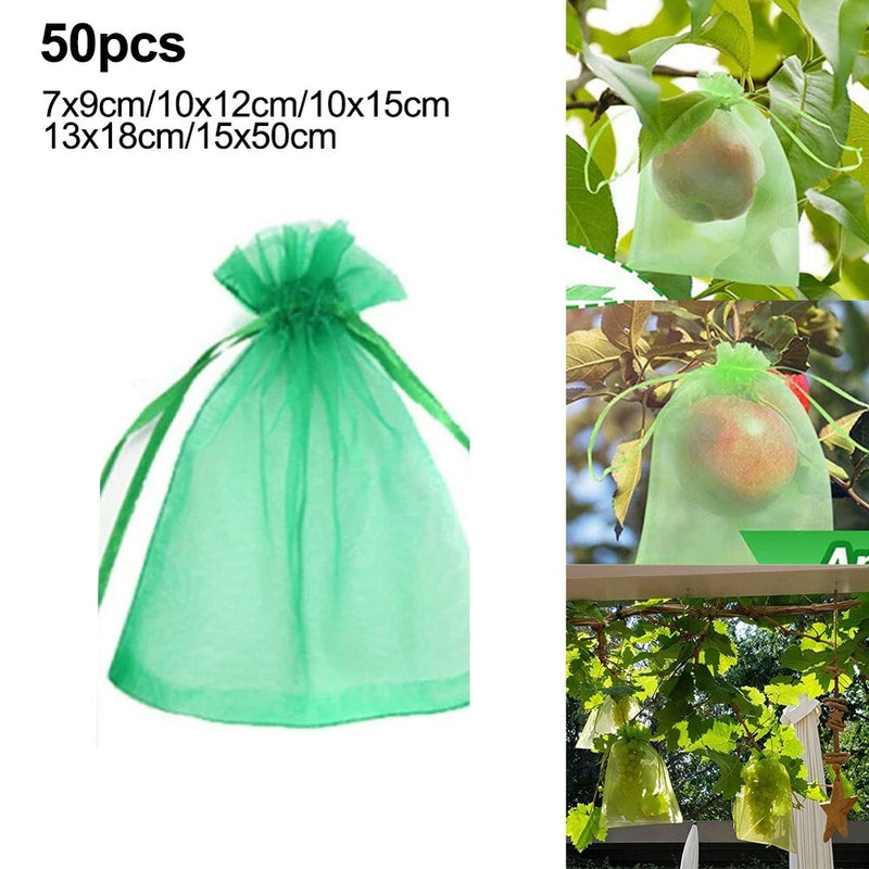 50PCS Garden Plant Fruit Vege Drawstring Bags Against Pest Bird Garden Plants