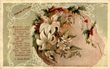 Language of Flowers: Myrtle, Myrrh, Lily, Holly, Wheat Blessings Postcard Lily
