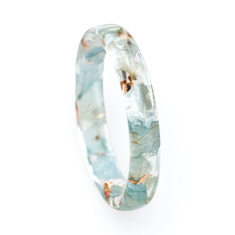 Hydrangea Resin Ring, Thin Band with Real Petals, Nature Inspired Resin Jewelry Hydrangea