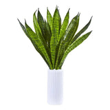 Nearly Natural 22" Sansevieria Artificial Plant in White Vase in Green Green Plant
