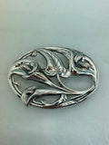 Danecraft Lily Brooch Vintage 1950s Sterling Silver Lily Flower Floral Leaf Lily
