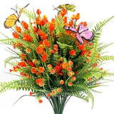 12artificial Flowers Stars and Strawberry,Boston Fern shrubs,Outdoor Orange Green Plant