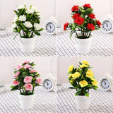Artificial Fake Potted Flower Plant Bonsai Outdoor Indoor Garden Home Decor Flowering Plants