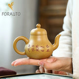 5.1" Chinese Yixing Zisha Pottery Duan Clay 180ML 7 Hole Peony Flower Teapot Peony