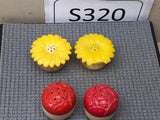 Vintage Plastics Sun Flower Salt And Pepper Shaker - Red Flowers Sunflower