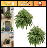 50" Large Fake Fern - Set of 2 Realistic Boston Ferns for Indoor/Outdoor Decor, Green Plant