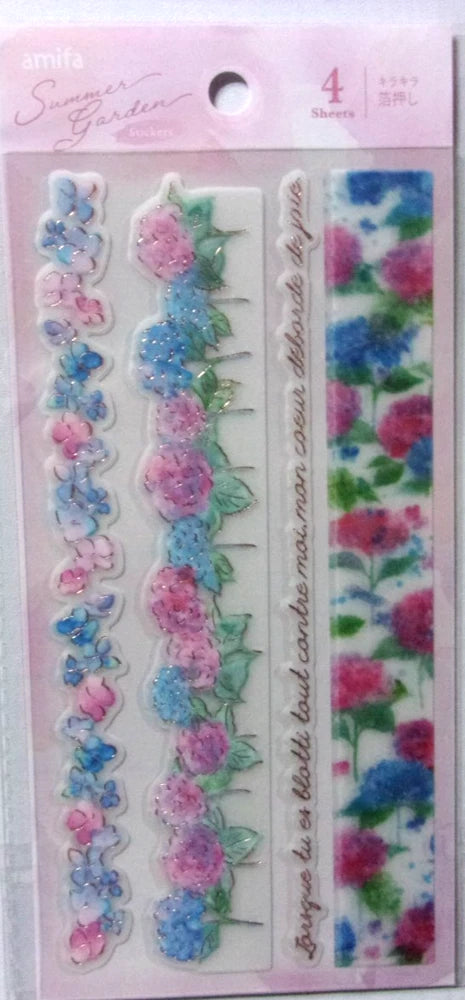 amifa Summer Garden Hydrangea Flower Sticker Sheet Japan 4 sheets Hydrangea