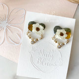 Real Pressed Dried Flower Resin Jewellery Petal Stud Earrings Rose Hydrangea Hydrangea