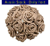 Brown 7cm Foam Flowers Rose Stems Artificial Wedding Bride Bouquet 20pcs Bouquet