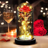 Eternal Forever Romantic Rose Flower In Glass Dome LED Light Christmas Gift Roses