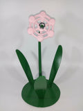 Pink Metal Flower, Faucet Flower Metal Art, miniature Valentines Gift Sunflower
