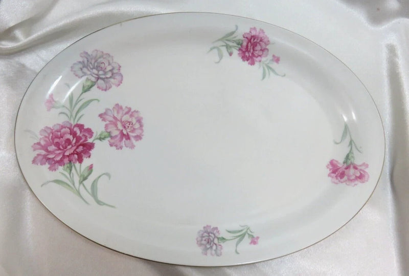 Vintage 1969 Tirschenreuth Large Oval Serving Platter Bavaria Germany Carnation Carnation