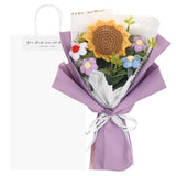 Crochet Flowers Bouquet Sunflower with Gift Bag for Gifts [Purple] Bouquet