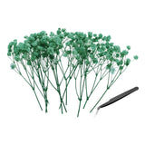 30 Pcs Dried Gypsophila Flower 4" Light Blue Pressed Flowers with Tweezer Dried Flower