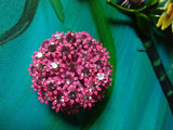 VINTAGE HOT PINK VIOLETS FORGET ME NOT HYDRANGEA ENAMEL FLOWER BOUQUET BROOCH Hydrangea