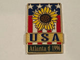 1996 Atlanta Olympic Games Hat Vest Lapel Pin American Flag Sunflower Sun Flower Sunflower