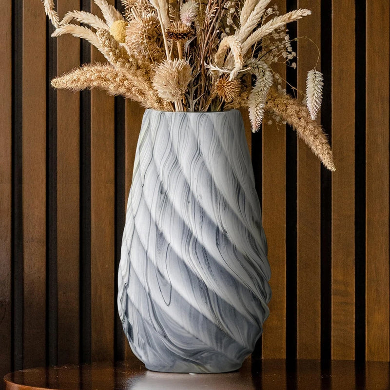 10 inch Tall Ribbed Ceramic Vase for Flowers,Boho Vases for Pampas Grass,Wood... Pampas Grass