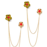 2pcs Brooch Flower Daisy Sunflower Green Gold Red Chain Retro Elegant Lovely Pin Sunflower
