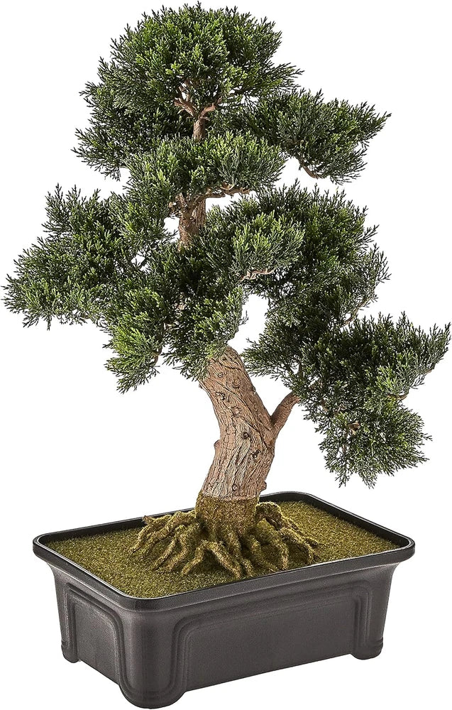 24" Cedar Bonsai Silk Plant - Lush Green Decor for Home or Office Green Plant