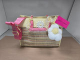 Betsey Johnson Xobeca-U Large Woven Straw Tote Crossbody Bag Multicolor Daisy Daisies
