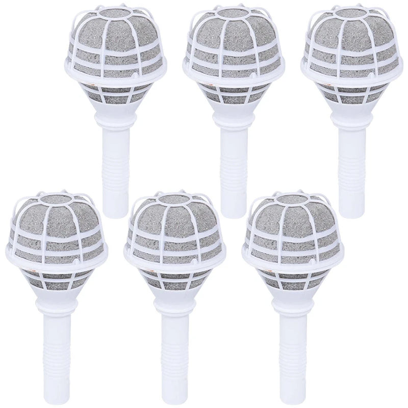 Set of 6 wedding bouquet handle holders with gray net top and white stem