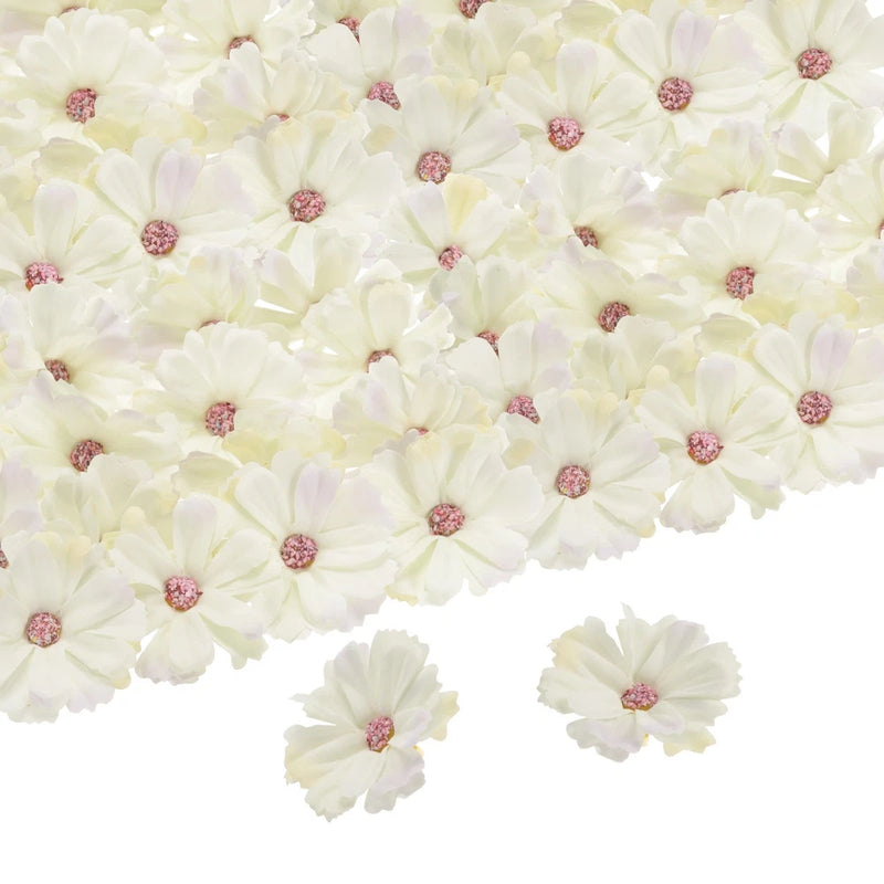 50pcs Artificial Daisies Flower Heads,1.8" Silk Fake Daisies Heads, Green Daisies