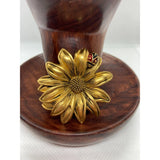 Vintage 90s Gold Toned Wild Sunflower Daisy Flower Enamel Lady Bug Brooch Sunflower
